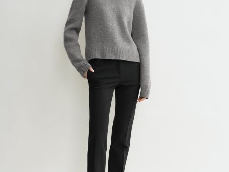 Cropped crew-neck knit grey melange Hot on Sale