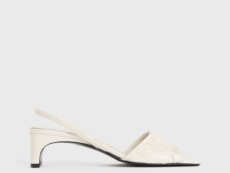 The Gathered Scoop-Heel Sandal snow For Discount