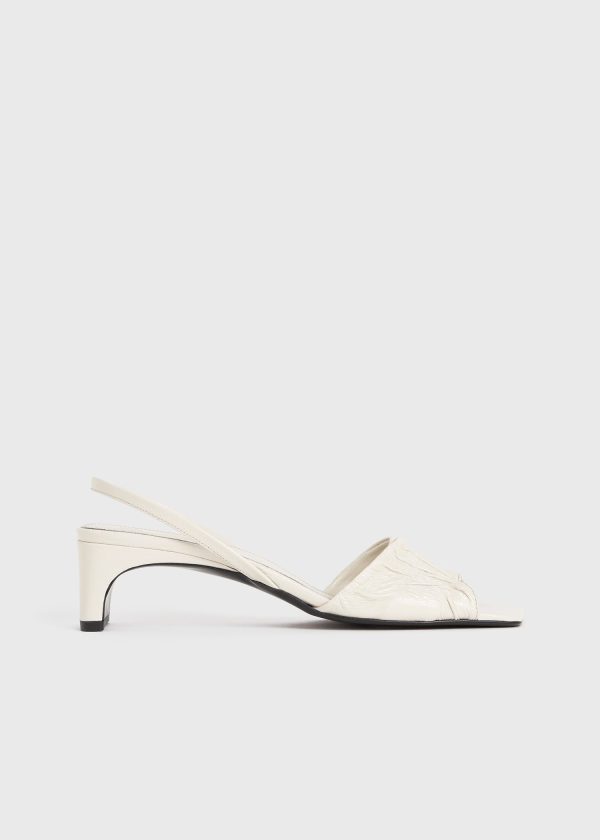 The Gathered Scoop-Heel Sandal snow For Discount