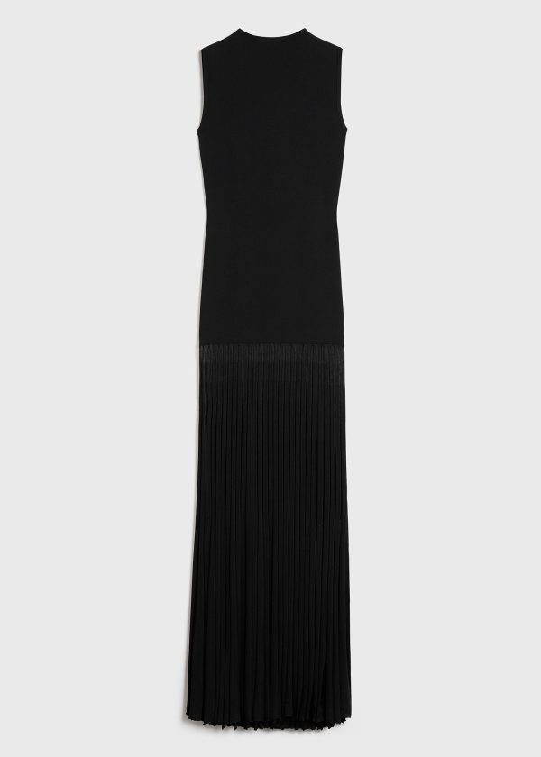 Plissé-knitted evening dress black For Discount