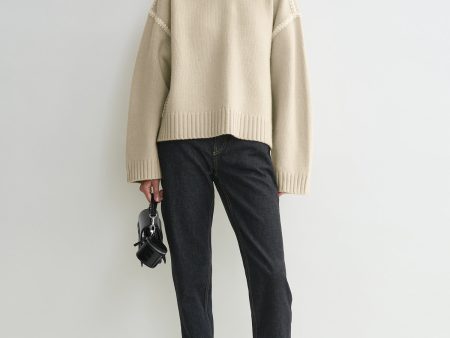 Embroidered wool cashmere knit harvest Cheap