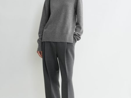 Crew-neck cashmere knit grey melange Cheap