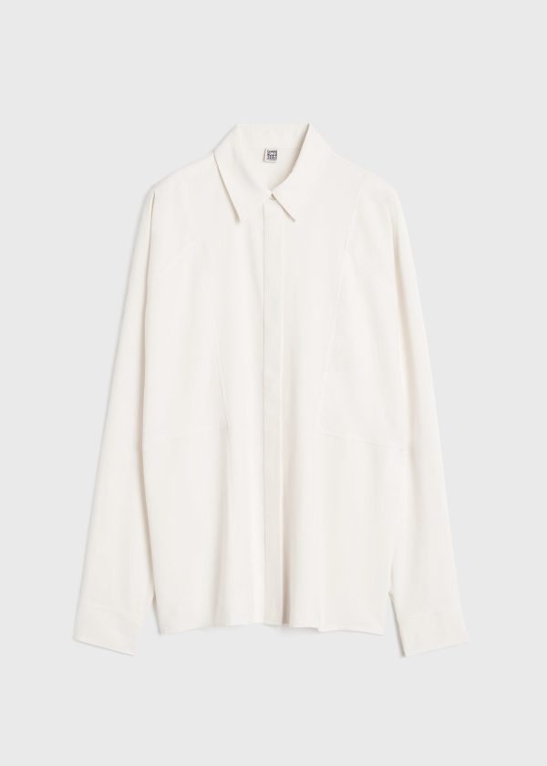 Paneled silk shirt snow Online now