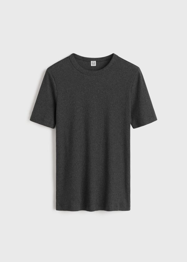 Classic rib tee charcoal melange Sale