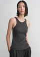 Curved rib tank charcoal melange on Sale