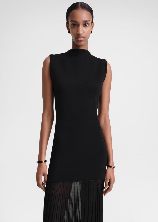 Plissé-knitted evening dress black For Discount