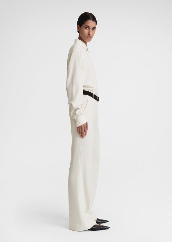 Flared evening trousers macadamia Hot on Sale