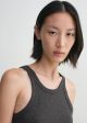 Curved rib tank charcoal melange on Sale