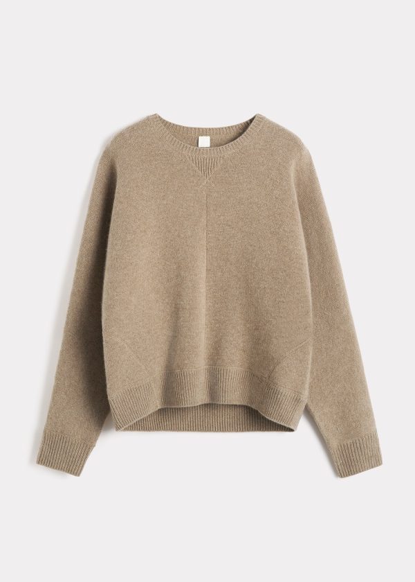 Double cashmere pullover camel melange For Sale