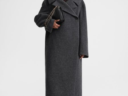 Felt wrap coat dark grey melange Online now