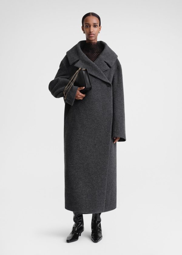 Felt wrap coat dark grey melange Online now