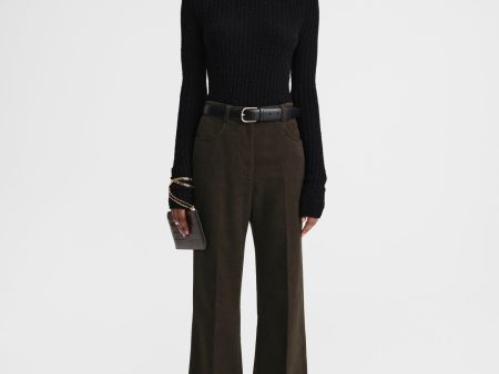 Flared moleskin trousers espresso For Sale