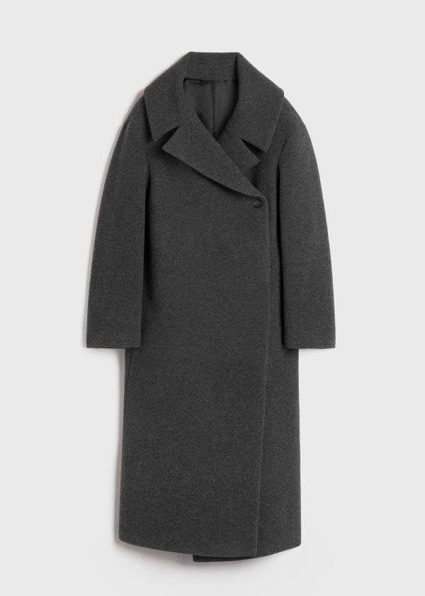 Felt wrap coat dark grey melange Online now