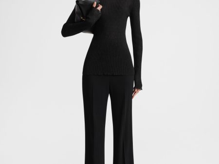 Metallic rib knit black Hot on Sale