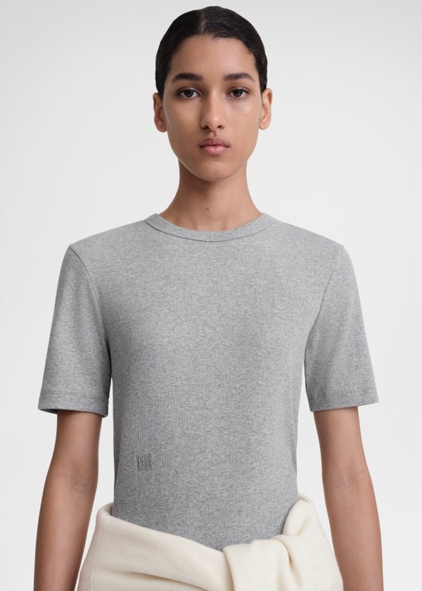 Classic rib tee grey melange Online Sale