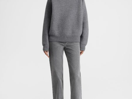 Crew-neck wool knit grey mélange Online Sale