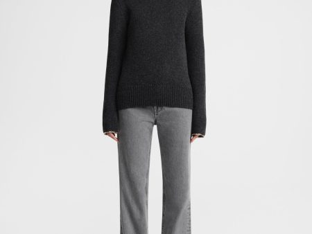 Chain-edge knit charcoal mélange Hot on Sale