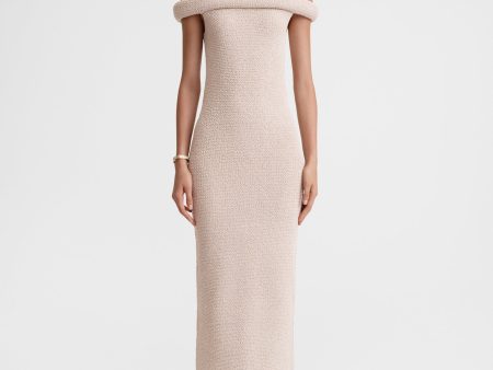 Off-shoulder roll knit dress frost Online Sale