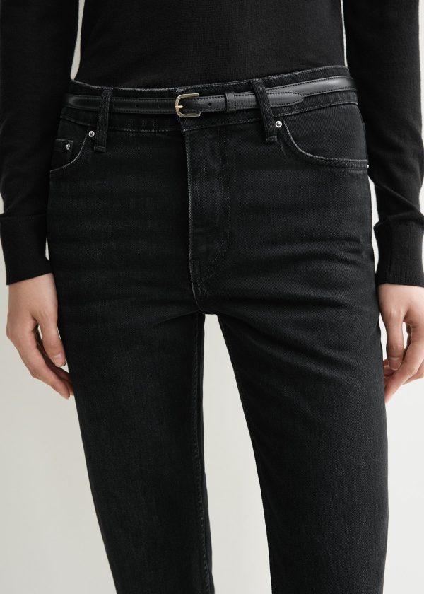 Low taper denim faded black Cheap