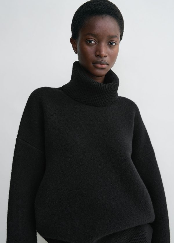 Double-knit turtleneck black Discount