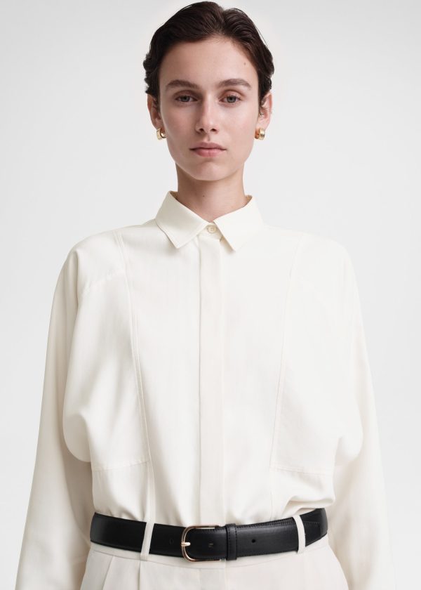 Paneled silk shirt snow Online now