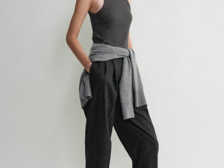 Curved rib tank charcoal melange on Sale