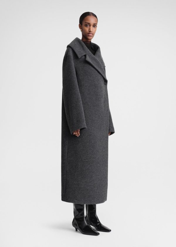 Felt wrap coat dark grey melange Online now