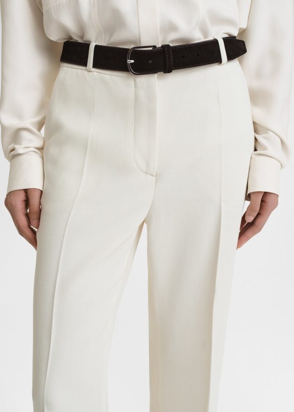 Flared evening trousers macadamia Hot on Sale