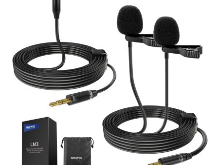 NEEWER LM3 Wired Dual Lavalier Microphones with 13ft 3.5mm TRS Extension Cable For Sale