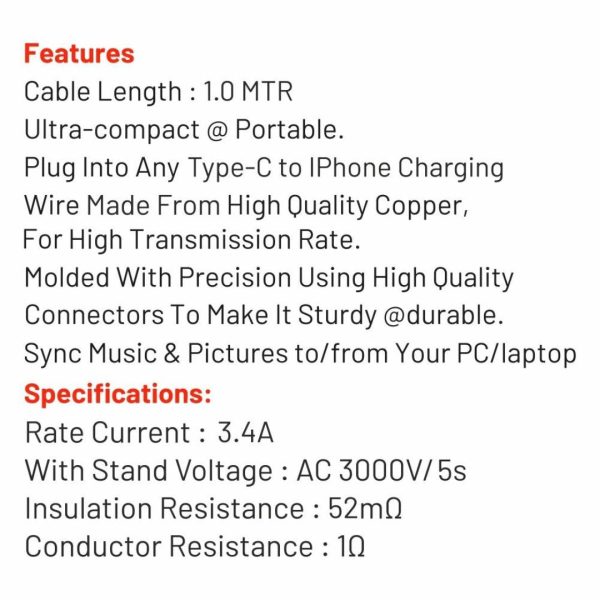 45W PD Cable With 3.4A Fast Charging Cable For IPhones For Discount