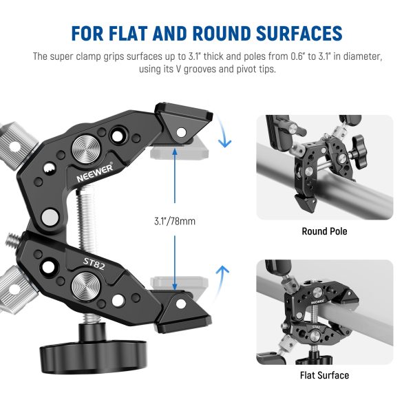 NEEWER ST89 Heavy Duty Super Clamp with Two 360° Dual Ball Head Magic Arms For Cheap