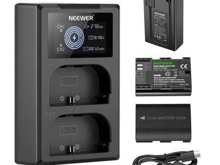 NEEWER 2-Pack LP-E6NH 2250mAh R6 II Canon Replacement Batteries Charger Set Online Sale