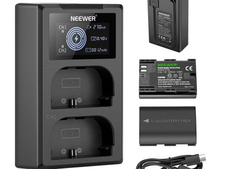 NEEWER 2-Pack LP-E6 2000mAh Canon Replacement Battery Charger Set Supply