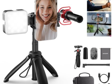 NEEWER PA045 Vlogging Kit with LED Light Selfie Stick Tripod Mic for Smartphones Online now