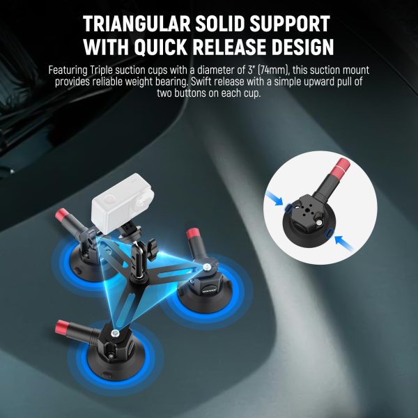 NEEWER CA067 Triple Suction Cup Camera Car Mount Sale