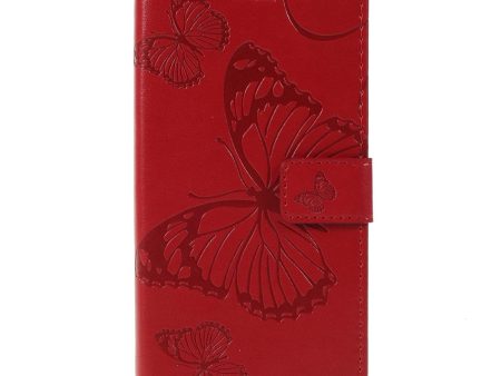 Huawei Y5 (2019) Læder Cover m. Pung - Rød Sommerfugl Online Hot Sale