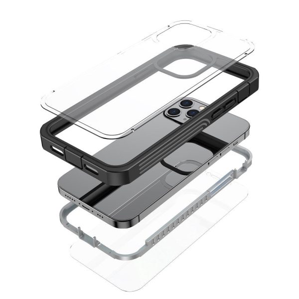 iPhone 12   12 Pro Heavy Duty Case - Håndværker Cover - Gennemsigtig   Sort Online Hot Sale