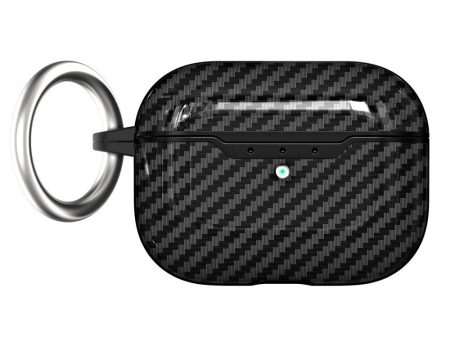 Apple AirPods Pro 2nd Gen (2022) Fleksibelt Plastik Cover m. Carbon Look & Nøglering - Sort For Discount