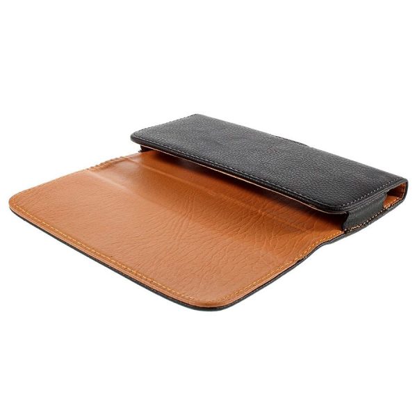 Litchi Grain Leather Case - Bæltetaske Sort - (Maks. Mobil: 160 x 77 x 15 mm) For Discount