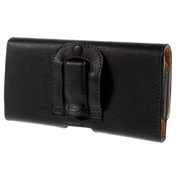 Litchi Grain Leather Case - Bæltetaske Sort - (Maks. Mobil: 160 x 77 x 15 mm) For Discount