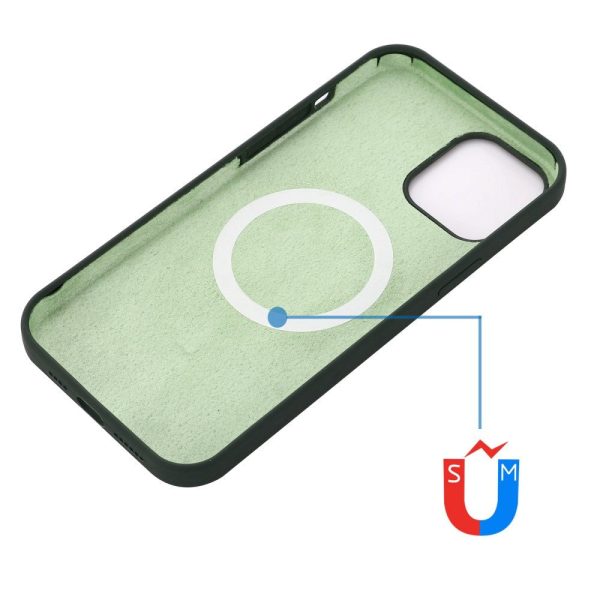 iPhone 12   12 Pro Silikone Cover - MagSafe Kompatibel - Mørk Grøn Sale