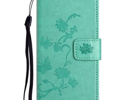 Motorola Moto E22   E22i Flip Cover m. Kortholder - Blomster & Sommerfugle - Cyan Supply