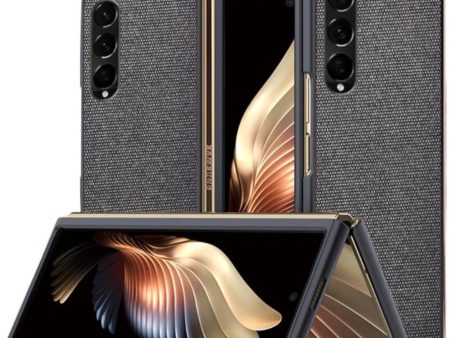 Samsung Galaxy Z Fold3 5G Carbon Fiber Læderbetrukket Cover - Sort For Cheap