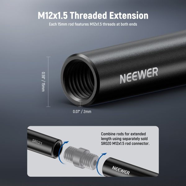 NEEWER SR021 2 Pack 15mm Aluminum Alloy Extendable Hot on Sale