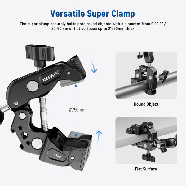 NEEWER ST88 Super Clamp with 3  Dual Ballhead Magic Arm Hot on Sale