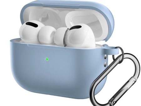 Apple Airpods Pro 2nd Gen (2022) Silikone Cover m. Karabinhage - Lyseblå Online now