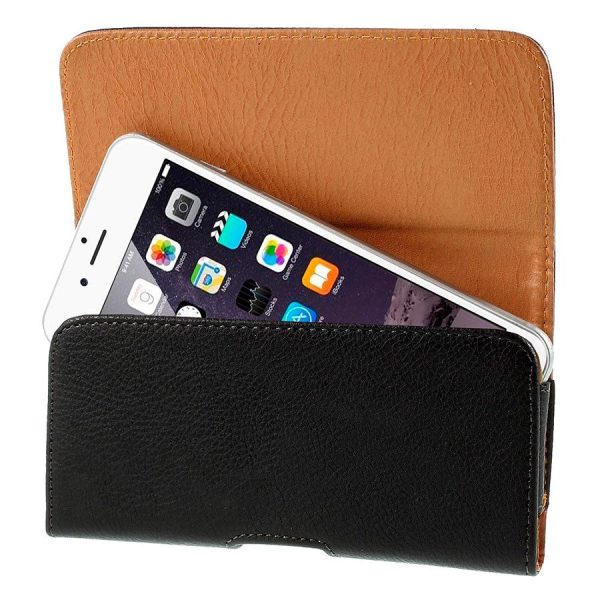 Litchi Grain Leather Case - Bæltetaske Sort - (Maks. Mobil: 160 x 77 x 15 mm) For Discount