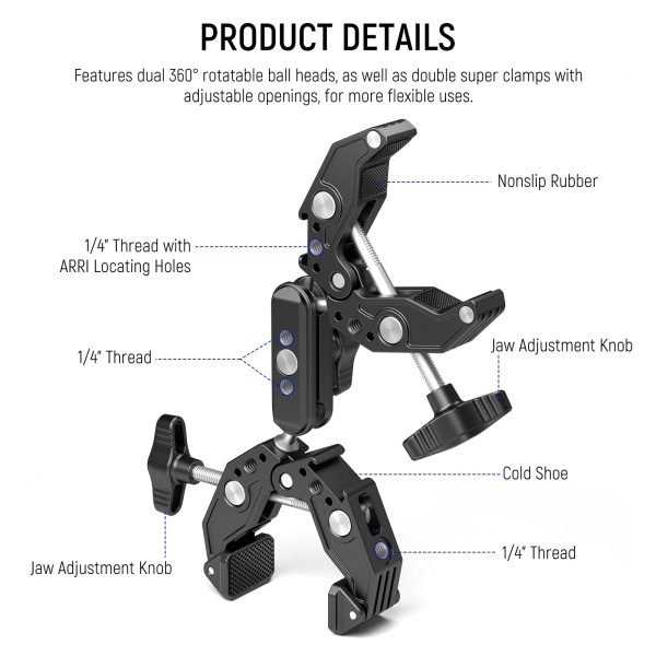 NEEWER UA036 Double Super Clamp Camera Mount For Sale