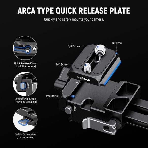 NEEWER PS013 Foldable V Mount Battery Plate with Arca Type QR Plate Supply