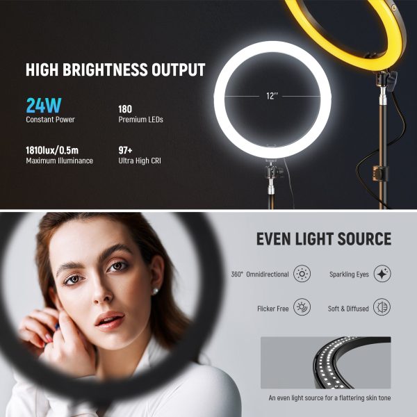 NEEWER RH12B 12  2900K-7000K Bi Color LED Ring Light Kit Fashion